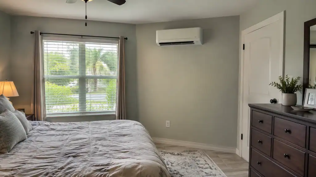 Wall-mounted mini split cooling a room in an Orlando home